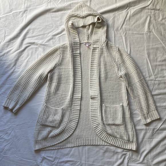 No‎ Boundaries XXL Cream Hooded Waffle Knit Cardigan Sweater – Soft & Cozy - Picture 2 of 8